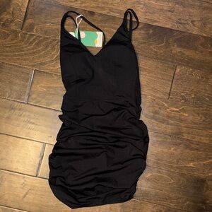 HALARA Black Ruched Dress